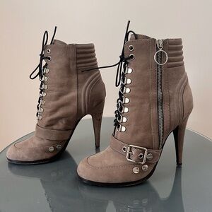 Roberto Cavalli Stiletto Heel Grey Nubuck Ankle Boots
